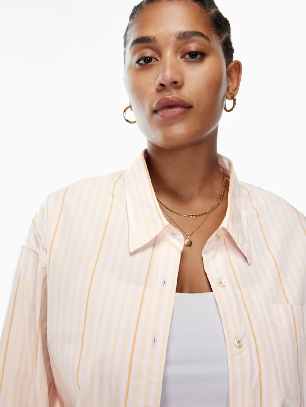 Aritzia Wilfred Free Relaxed Oversized Drop Shoulder Stripe Poplin Shirt 2XS - Picture 3 of 16
